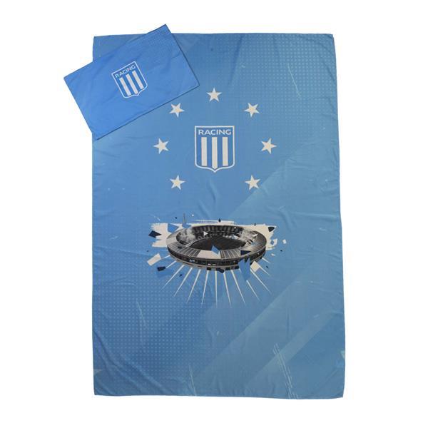 CUBRECAMA AZUL REVERSIBLE TWIN "CASABLANCA"